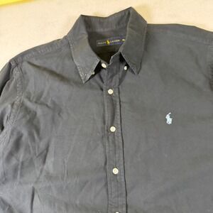 Ralph Lauren Mens XL Black Button Down Long Sleeve Shirt Blue Pony Logo
